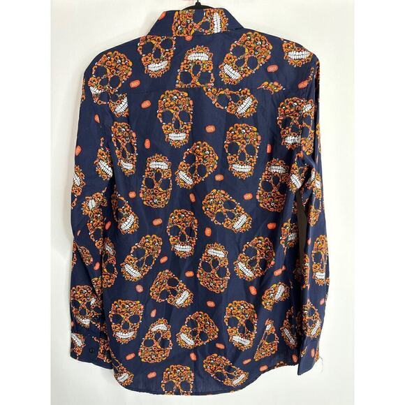 Simon Banks Men's Halloween Pumpkin Skull Prints Button Down Shirt MEDIUM NWOT‎ - Picture 3 of 7